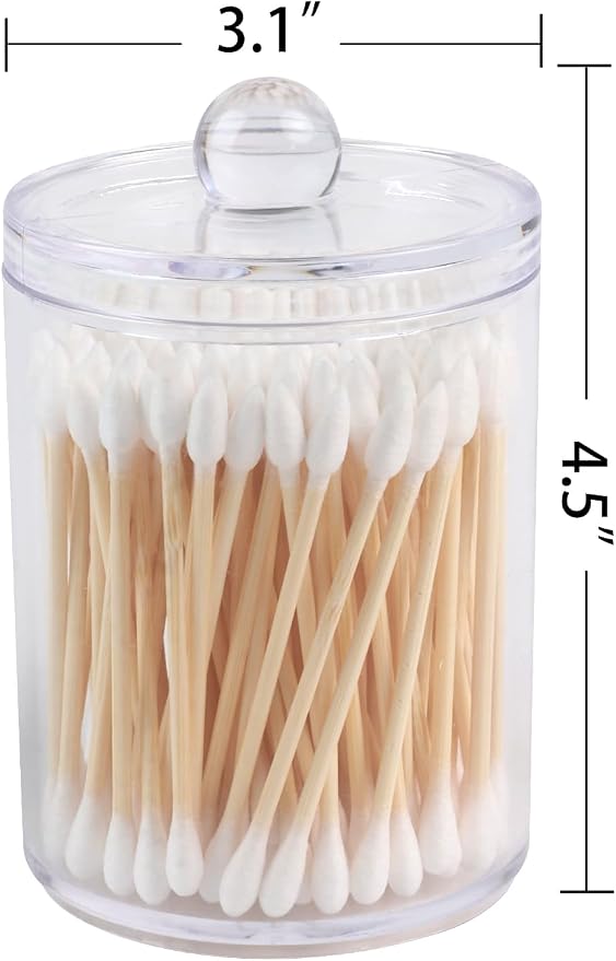 1 Pack Acrylic Qtip Holder Dispenser, Bathroom Canisters Apothecary Jar Set - Image 2