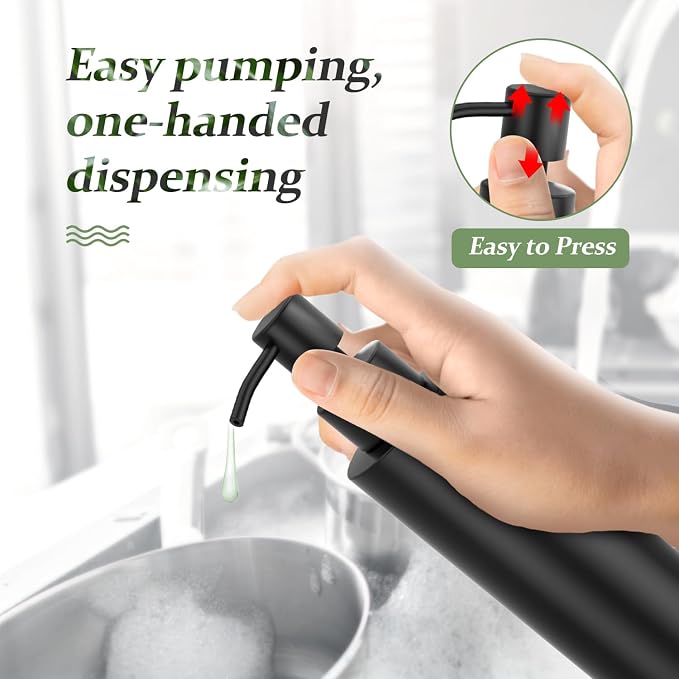 ARKTEK Matte Black Soap Dispenser Stainless Steel 11.8 OZ - Image 4