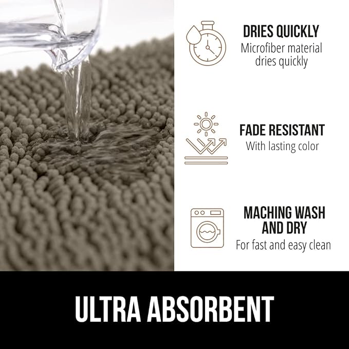 GORILLA GRIP Bath Rug Mat 30x20, Thick Soft Absorbent Chenille, Quick Dry - Image 4