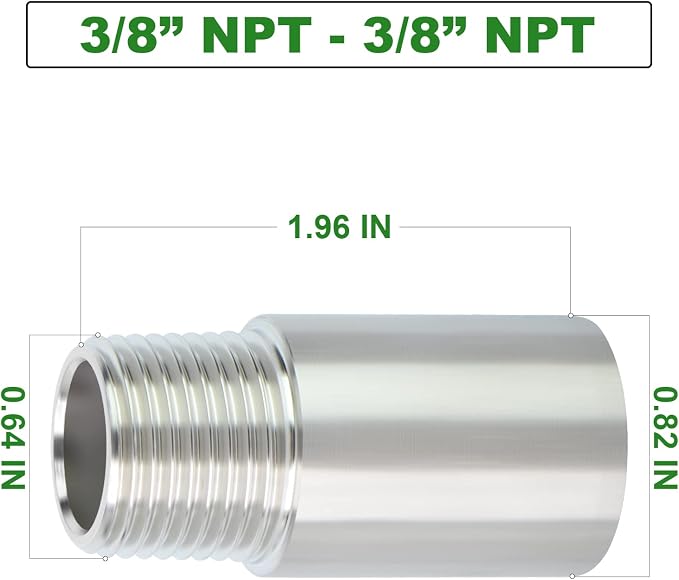 TAISHER 2PCS Stainless Steel Pipe Fittings, 3/8" NPT Male x 3/8" NPT Female - Image 4