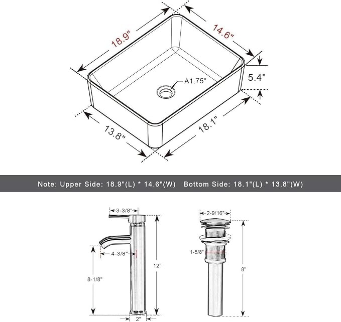 eclife 24" Modern Bathroom Vanity Sink Combo Freestanding Cabinet - Image 6