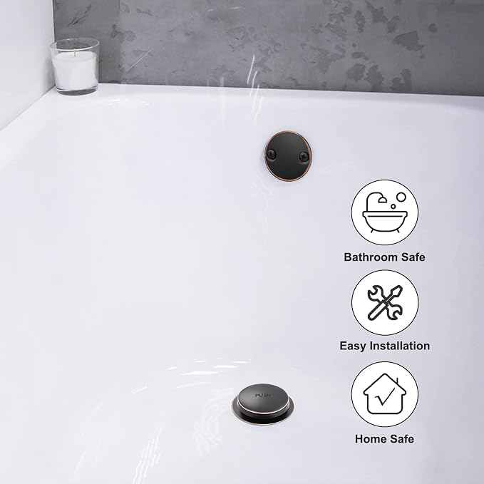 Oil Rubbed Bronze Bathtub Drain Tip-Toe Tub Trim Set - Image 5