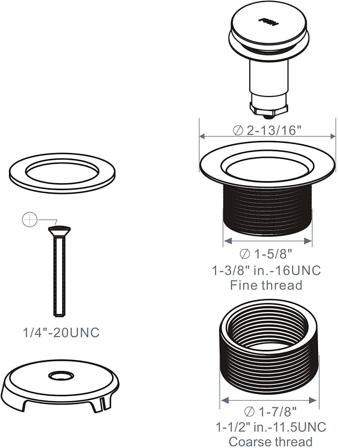 Chrome Bathtub Drain Tip-Toe Single Hole, Hidrop Tub Drain Trim Set Conversion - Image 5