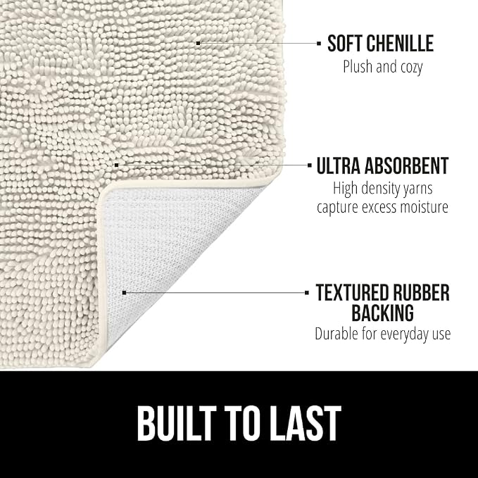 GORILLA GRIP Bath Rug Mat 30x20, Soft Absorbent Chenille, Quick Dry Microfiber - Image 3