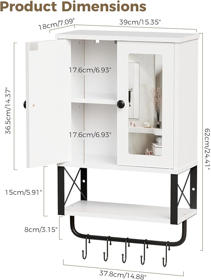 BEWISHOME Medicine Cabinet, Bathroom Wall Cabinet - Image 3