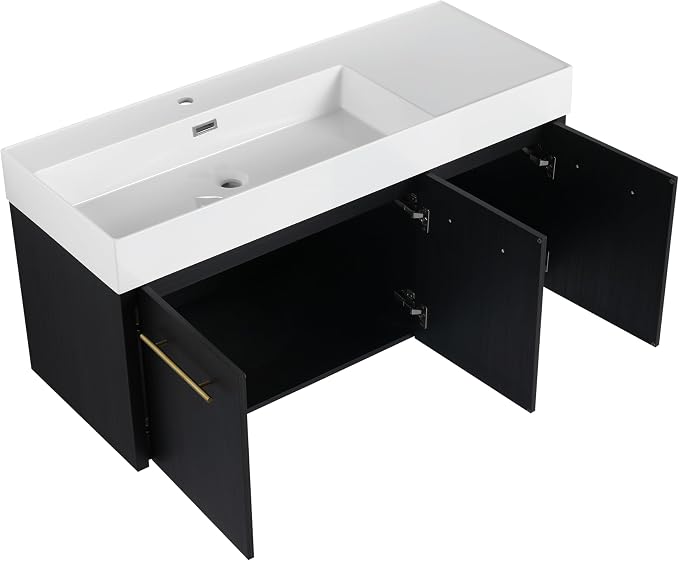 48 Inch Bathroom Vanity with White Left Resin Sink, Plywood Base and Melamine - Image 7