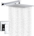 Shower Faucet Set Chrome Rainfall 12“ Rectangle Stainless Steel Shower Head and by POPSANITARYWARE