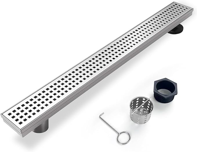 Offset Linear Shower Drain, Shower Drain 24 inch by Elefloom