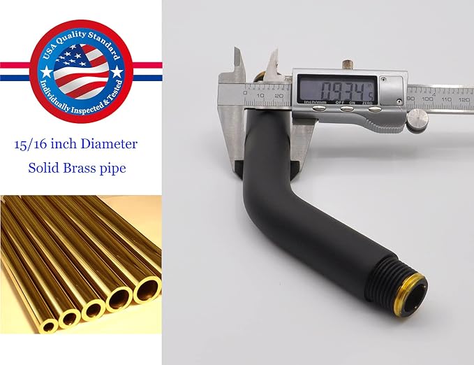 Aquaiaw Shower Arm and O-Ring Flange, 8 inch, Solid Brass, Both 1/2 NPT Tapered - Image 3