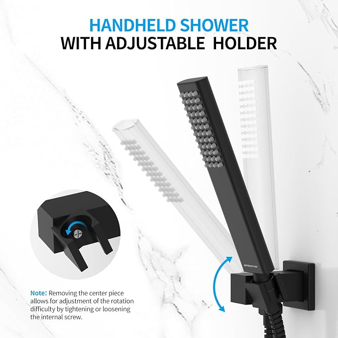 Black Shower System Sets Faucet: EMBATHER 10 Inch Overhead Rainhead Shower - Image 4