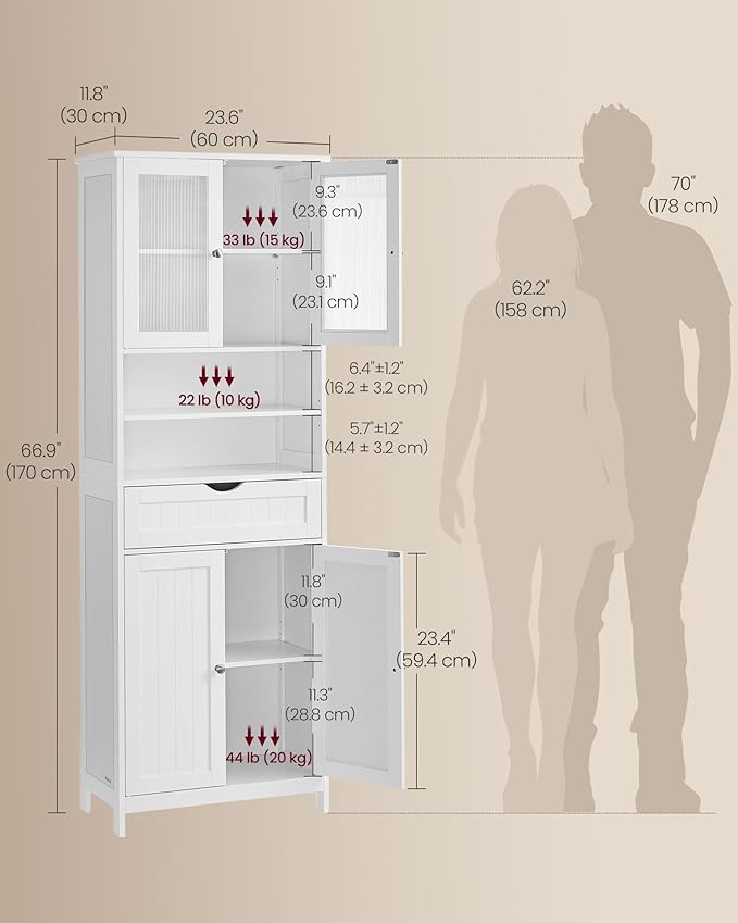 VASAGLE Storage Cabinet, Freestanding Storage Unit - Image 3