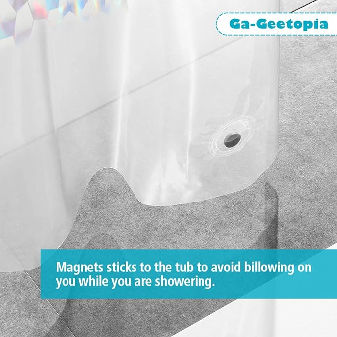 Ga-Geetopia Holographic Narrow Size 3D EVA Shower Curtain Liner Water Cube - Image 7