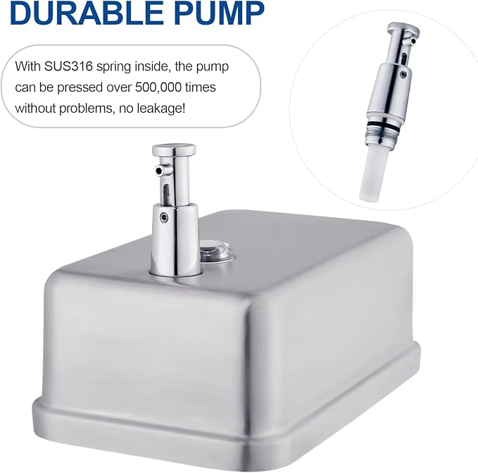 Commercial Wall Mount Stainless Steel Soap Dispenser, Corrosion Proof Lining - Image 4