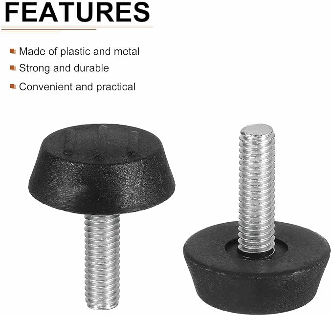 M6x20x25mm Screw on Furniture Glide Leveling Feet - Image 3