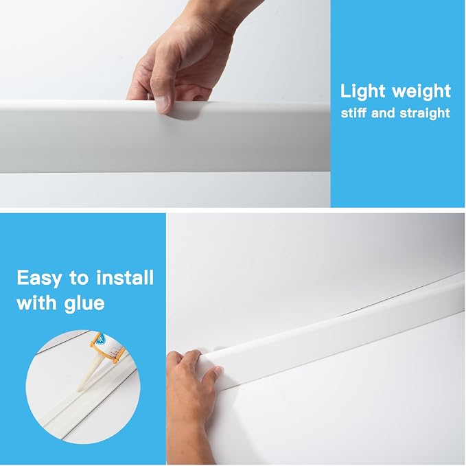 Art3d Wall Baseboard Molding Trim 8-Pack of 56 x 2.6 in., High Impact - Image 8