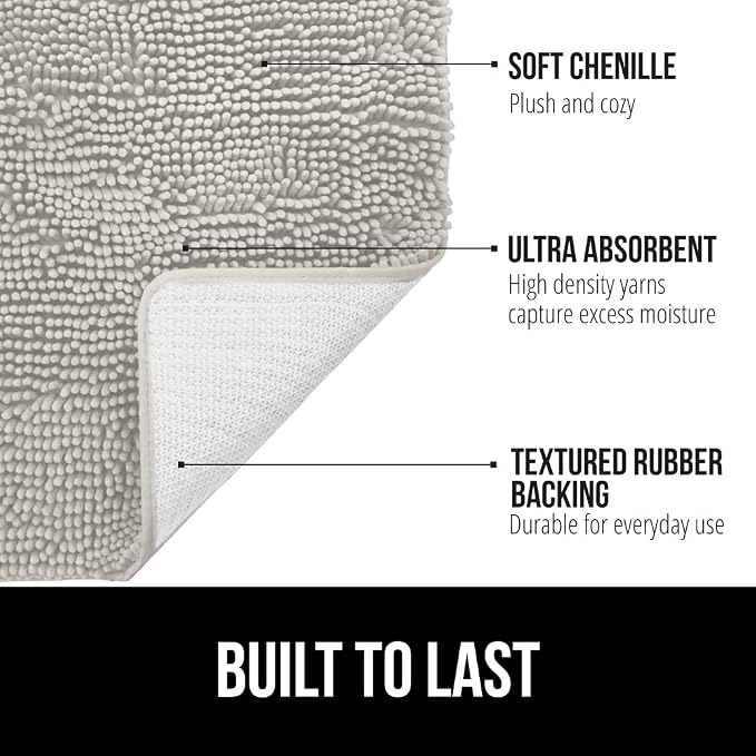 GORILLA GRIP Bath Rug Mat 54x24, Soft Absorbent Chenille, Quick Dry Microfiber - Image 2
