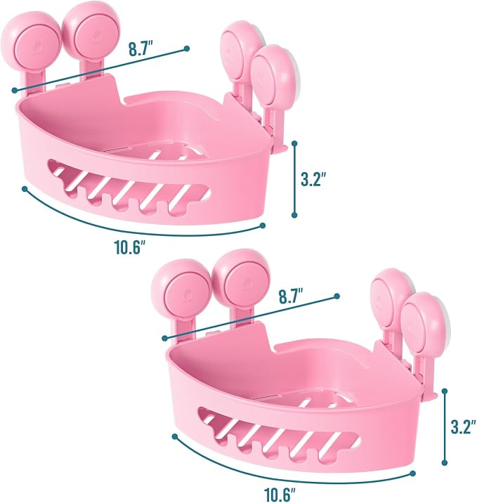 TAILI Suction Corner Shower Caddy, Bathroom Shelf Storage Basket Wall Mounted - Image 5