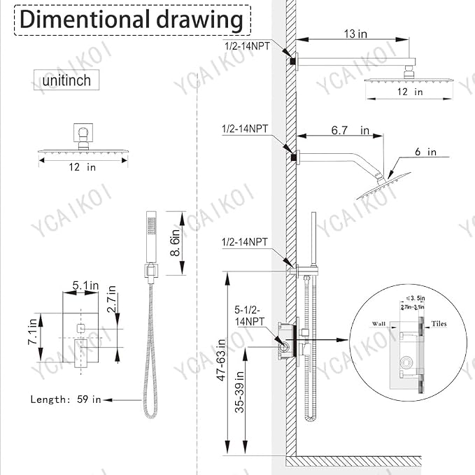 Shower Faucet Set Oil Rubbed Bronze Shower System, Knob Switch Diverter Shower - Image 7