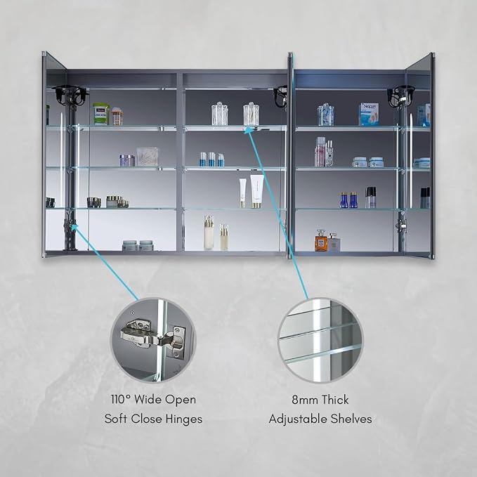 Blossom 60-Inch LED Lighted Mirror Medicine Cabinet - Image 7