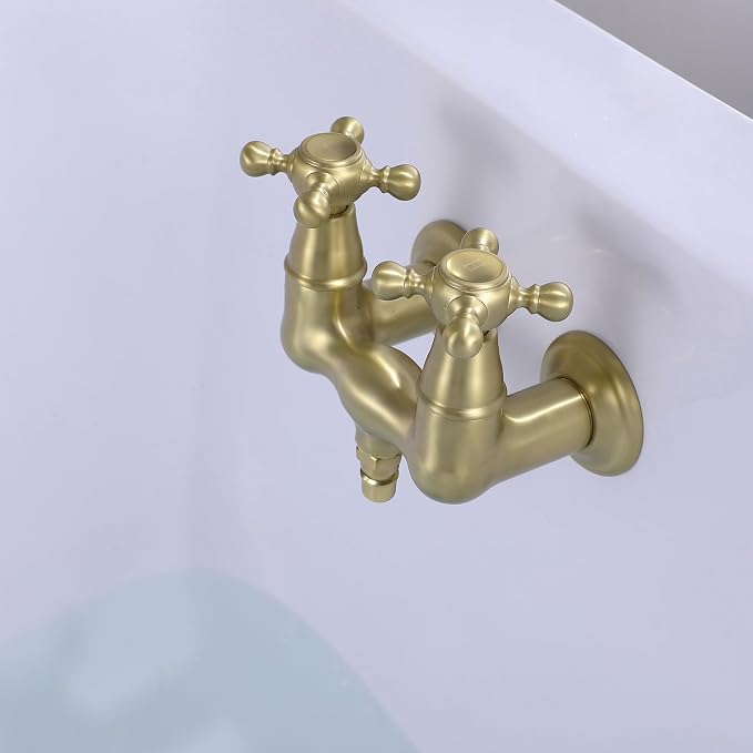 SUMERAIN 3-3/8" Tub Wall Mount Clawfoot Bathtub Faucet Two Cross Handles - Image 5