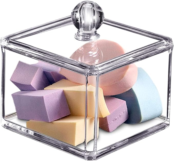 SheeChung Modern Square Qtip Holder Acrylic Bathroom Vanity Countertop Storage - Image 4