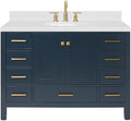 ARIEL Cambridge 48" Midnight Blue Bathroom Vanity, 1.5" Edge Carrara White by Ariel