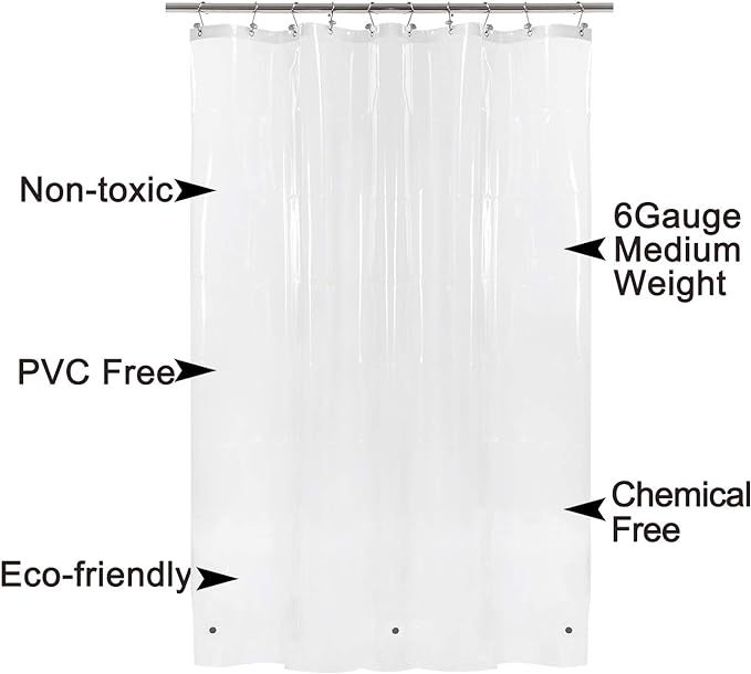 54x78 Inch Stall Shower Curtain/Liner 8G Heavy Duty Clear PEVA, 3 Bottom Magnets - Image 6