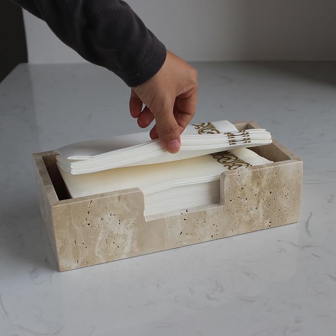 Natural Travertine Napkin Holder 9.8"x4.9"x2.8", Guest Towel Holder, Paper Hand - Image 2