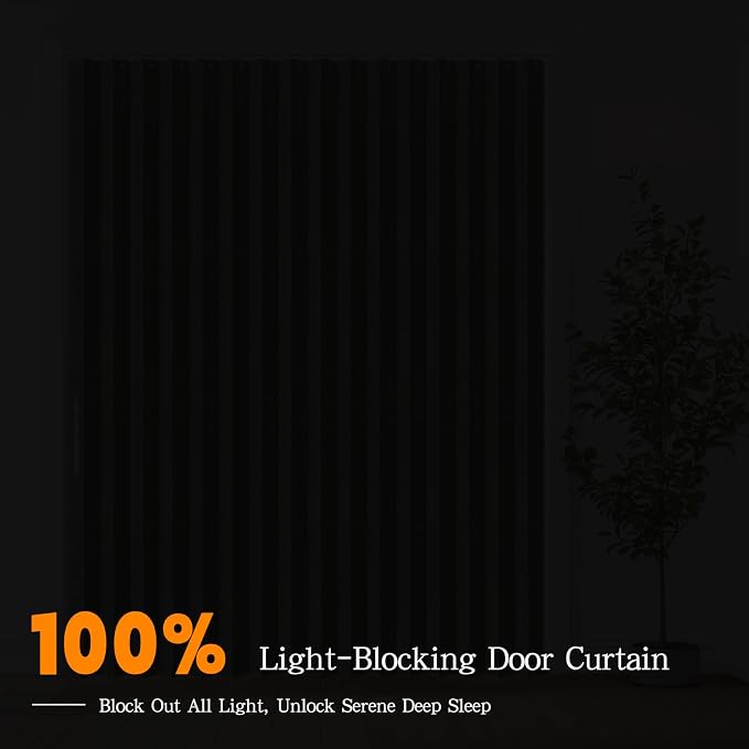 Accordian Door Curtain, 100% Blackout Folding Magnetic Doorway Curtains - Image 4