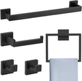 Matte Black 5 Pieces Bathroom Hardware Accessories Set Towel Bar Towel Holder by TNOMS