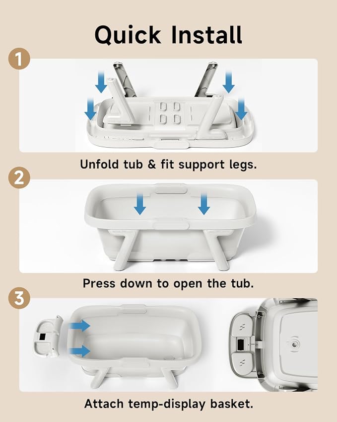 Collapsible Baby Bathtub, Large Infant Bath Tub - Image 7