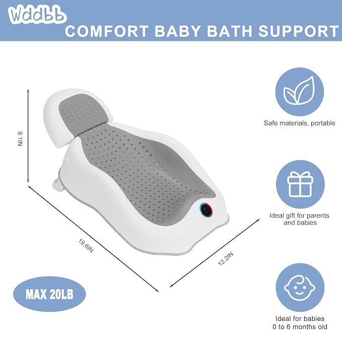 Baby Bath Support, with Thermometer-Adjustable Slope Newborn Bathtub, Baby tubs - Image 6