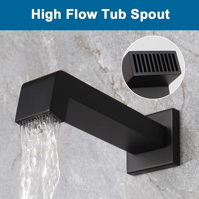 POP SANITARYWARE Matte Black Shower Tub Faucet Set Bathroom Rain Shower System - Image 5