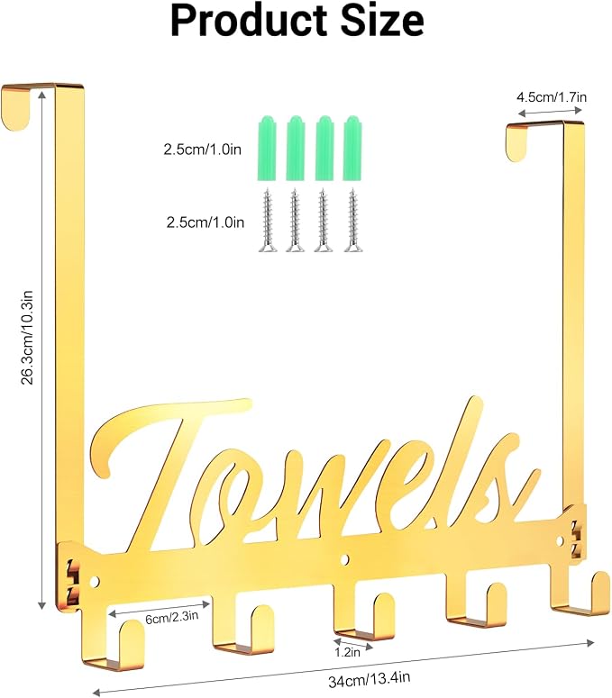 Over The Door Hooks, Towel Rack Towel Hooks - Image 2