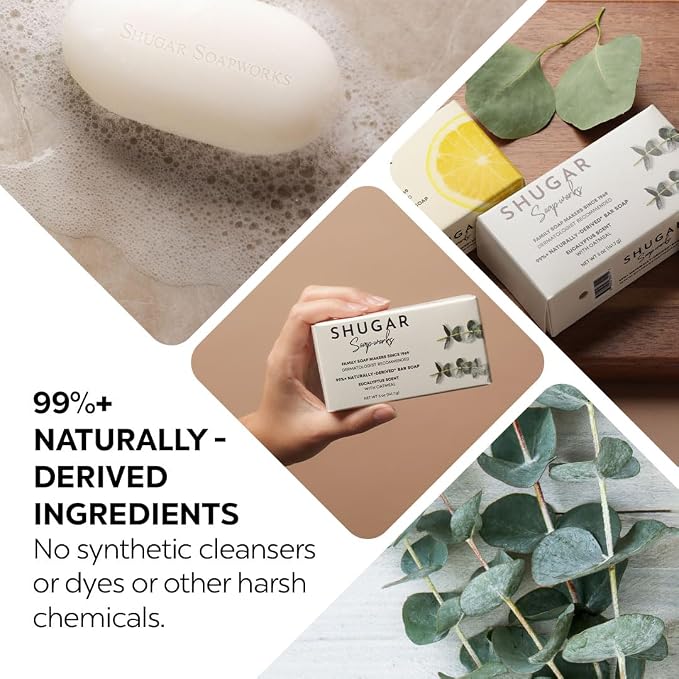 Shugar Soapworks Oatmeal & Eucalyptus 5 oz Beauty Bar Soap 8-Pack | Plant-Based - Image 7