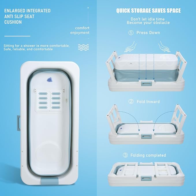 51 inch Portable Bathtub, Foldable Freestanding Bathtub, Japanese Soaking Tub - Image 7