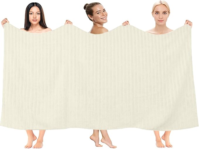 DAN RIVER Pack of 2 Bath Sheet 35x70 Inches, Extra Large Ribbed Quick Dry Bath - Image 4