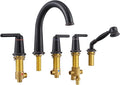 Roman Bath Tub Faucet Set with Sprayer, 5 Hole Widespread Deck Mount Bathtub by Wintap
