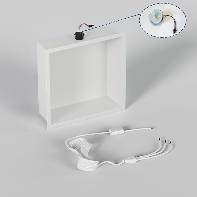 Neodrain Shower Niche with 3000K LED Downlight, 12X12Inch White Stainless Steel - Image 5
