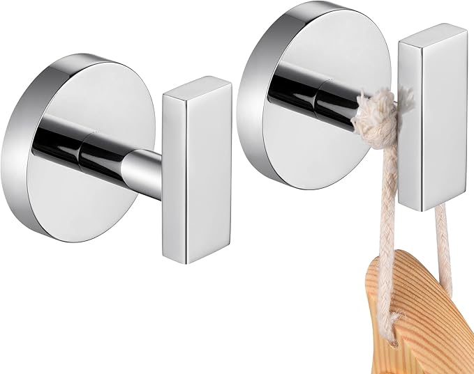 Robe Hook Polished Chrome Bath Towel Hooks Stainless Steel Wall Hooks by AONEON