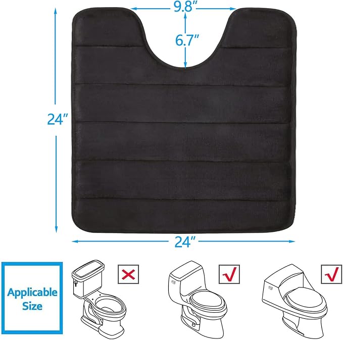 Buganda Memory Foam U-Shaped Contour Toilet Rugs, Non Slip Absorbent, Thick - Image 2