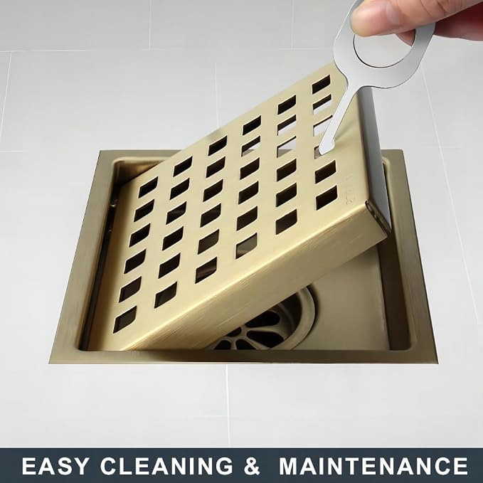 6 Inch Square Shower Floor Drain, Stainless Steel Flange - Image 6