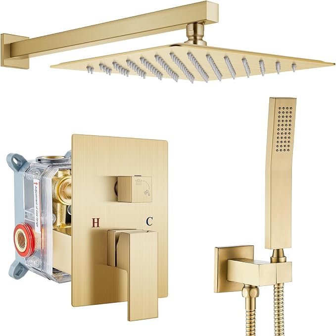 gotonovo Rainfall Bathroom Shower System Rain Shower Head and Handle Set Wall by HOME