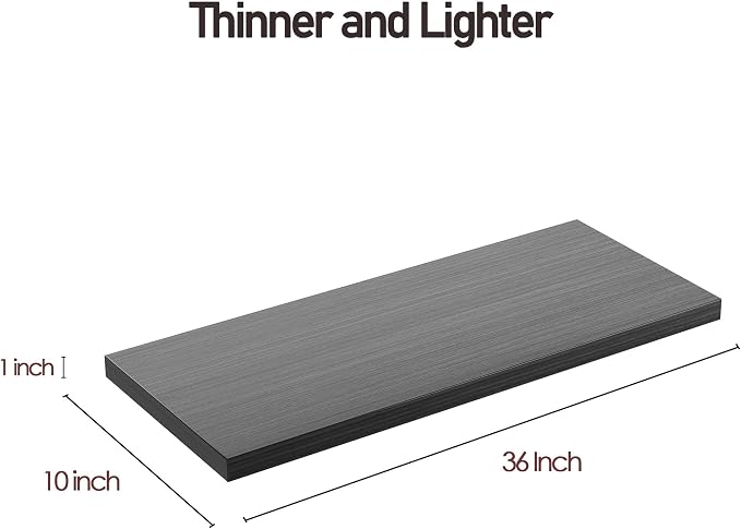Wall Shelf Set of 3, Dark Wood Floating Shelves 36 in W x 10 in D x 1 in H - Image 4