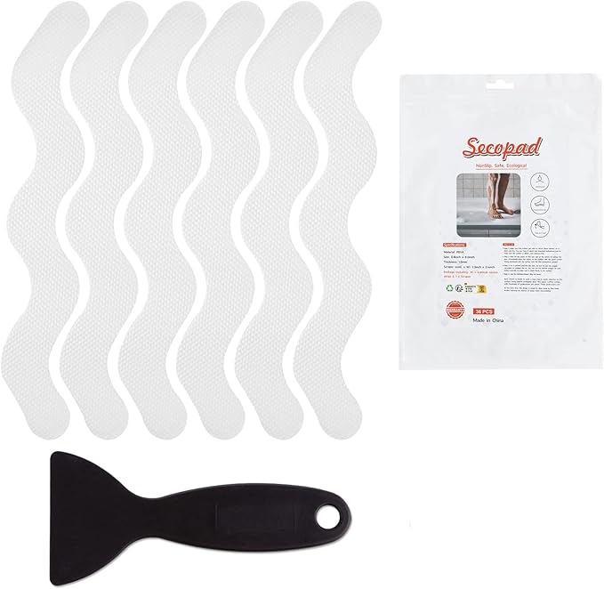 Patented 36 PCS Anti Slip Shower Stickers, Safety Bathtub Strips Adhesive Decals by Secopad