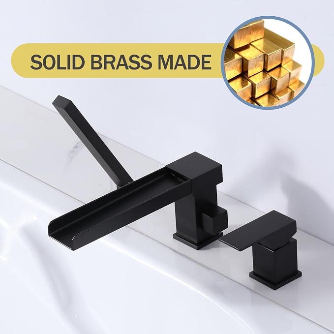 Waterfall Roman Tub Filler Faucet, Deck Mount Bathtub Filler - Image 8
