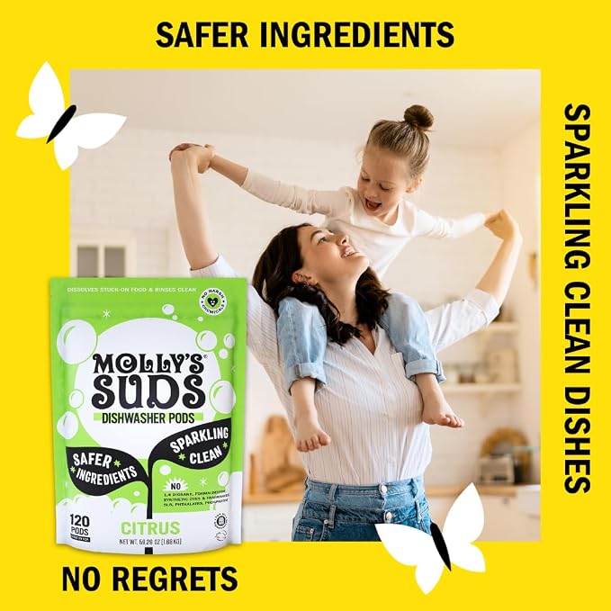 Molly's Suds Dishwasher Pods | Clean Dishwasher Detergent, Cuts Grease & Rinses - Image 3