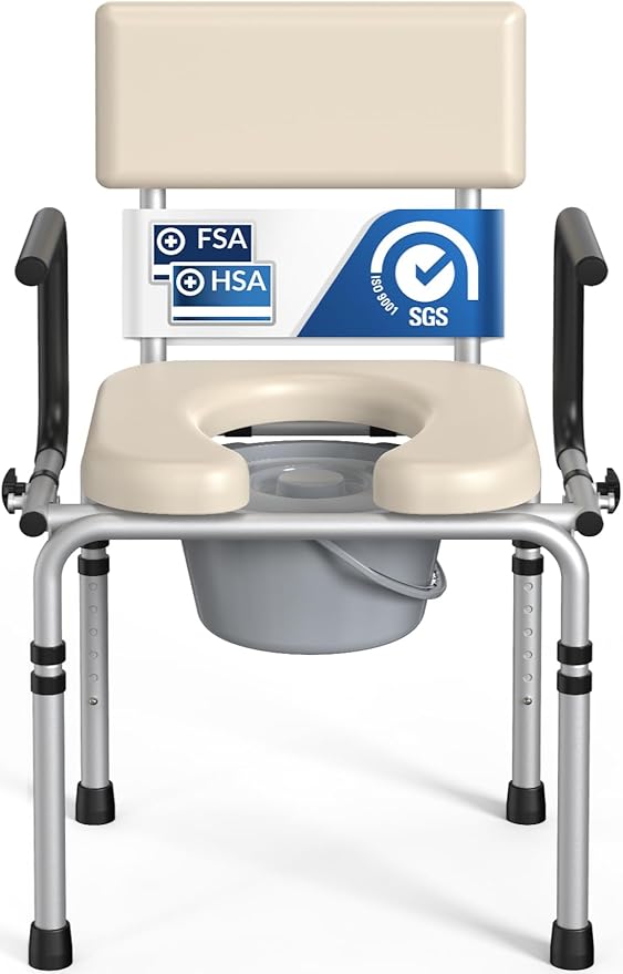 Drop Arm Bedside Commode, Commode Toilet by HolyHeal