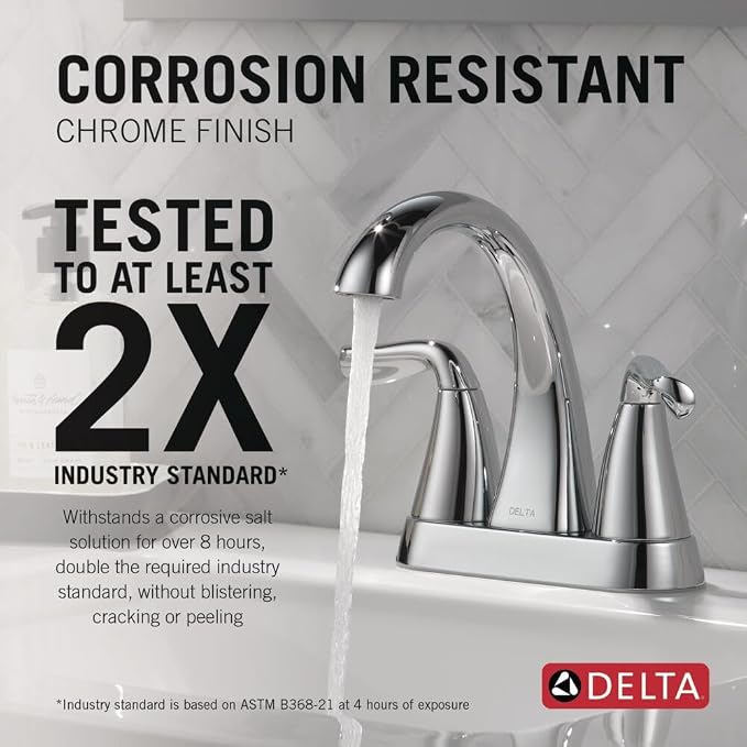 Delta Arvo Centerset Bathroom Faucet, Chrome 2-Handle Bathroom Faucet, Delta - Image 2