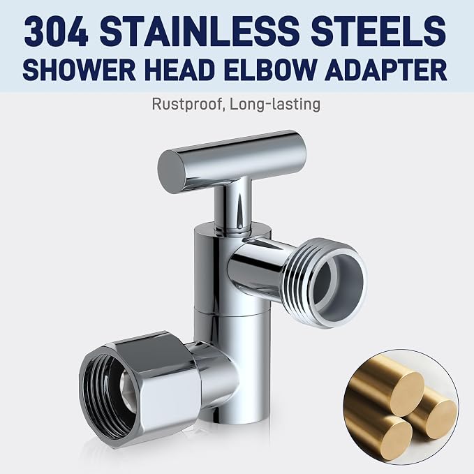 YDmeet All Metal Shower Head Adapter, 360 ° Adjustable Shower Head Extension - Image 4